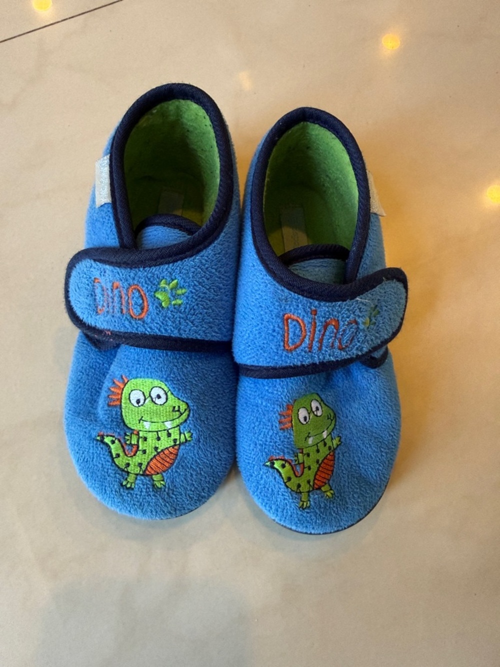 Kids Blue Dino Slip-On Slippers